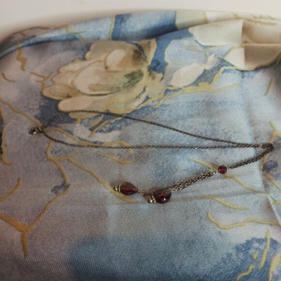 Sterling Silver and Garnet Dangle Necklace - Picture 3 of 9